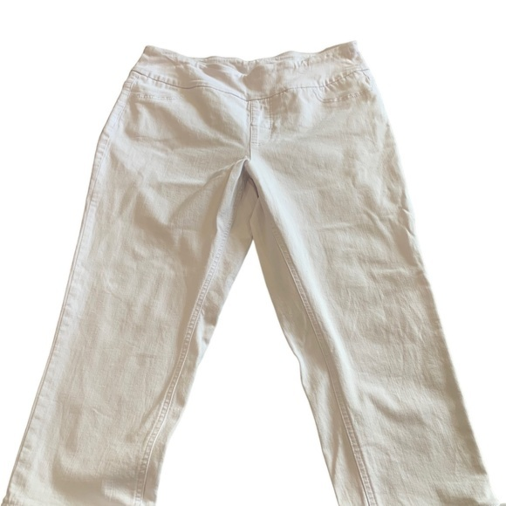 Soft Surroundings White Woman’s Crop Raw Hem Jeans Size Petite Med